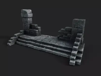 Old Stairs Low-poly 3D model