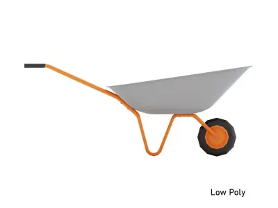 Cartoon garden wheelbarrow Low-poly 3D model
