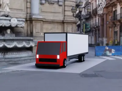 low poly truck street Low-poly 3D model