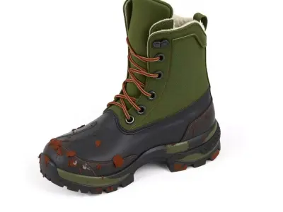 Muddy Winter Combat Boot Low-poly 3D model