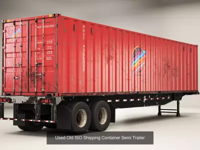 Aged Yard Tractor and Container Trailer 3D Model Pack