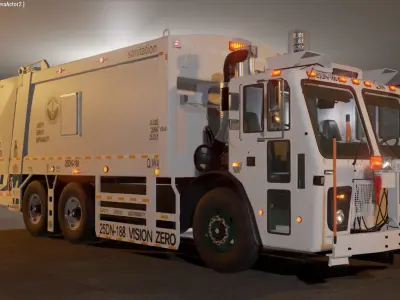 Truck Lowpoly garbage Low-poly 3D model