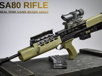 SA80 Assault Rifle Game Ready PBR Weapon Low-poly 3D model
