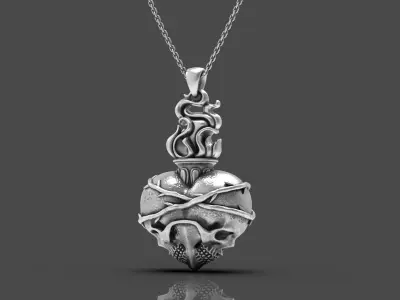 Skull Heart Pendant 3D print model