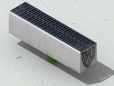 V200 Drain Channel 1000mm Bottom Outlet with Grate 3D model