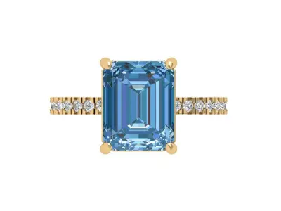 Emerald Solitaire Ring 3D print model 57