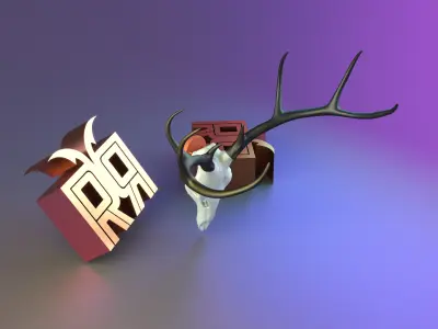 Deer Skull  Multi Part Assembly Model 3D print model