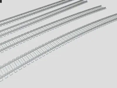 Railroad Tracks Straight And Curved Tileable Low-poly 3D model