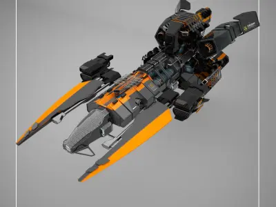 Sci-fi Spaceships Low-poly 3D model