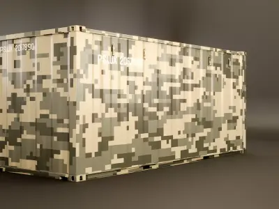 Military Intermodal Shipping Container 20-foot-long Low-poly 3D model