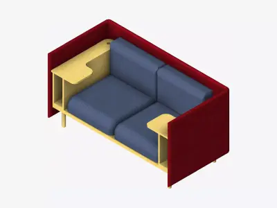 Sofa - Contemporary - Flame - Small Work Shelf - Leftand Right Low-poly 3D model