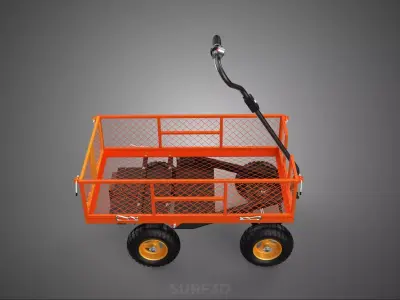 ELECTRIC POWERED STEEL MESH TRAY GARDEN WHEELBARROW WAGON CART 4 3D model