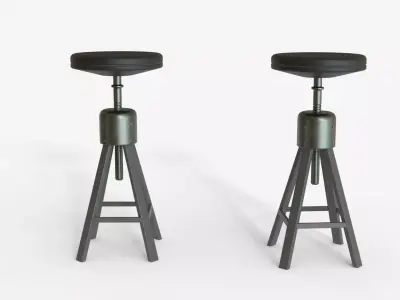Black Steel Industrial Bar Chair 3D model