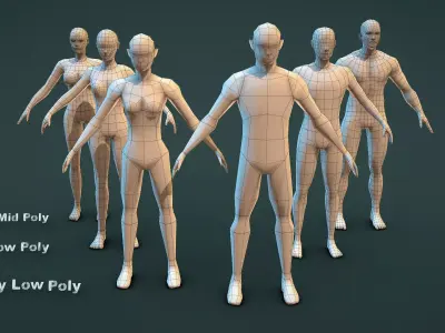 Base Mesh Pack - Family Base Mesh Low-poly 3D model purchase
