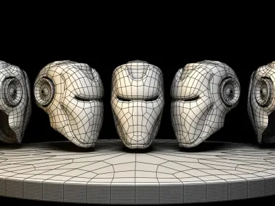 iron man robot helmet style for game character 3D model