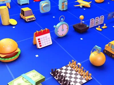 Collection icon pack vol 1 - 3D model Low-poly 3D model
