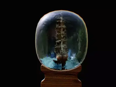 Vintage Ship in Glass Bottle Detailed 3D Model 3D model