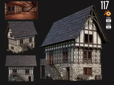 Old Medieval Building 4K Textures GameReady 117 Low-poly 3D model