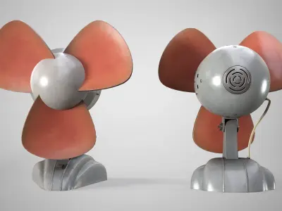 Retro Desk Fan - Vintage Office Table Fan Game Ready AAA Low-poly 3D model
