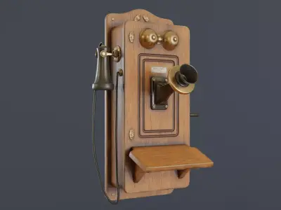 Antique Wall Phone Low-poly 3D model