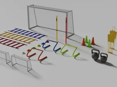 Football Training Equipments Low-poly 3D model