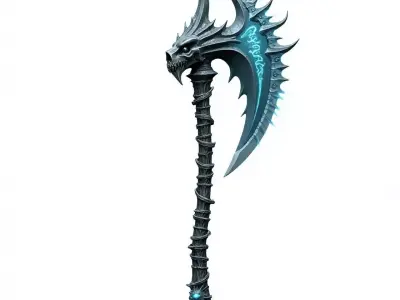 Blue Frost Dragon axe 3D Model Low-poly 3D model