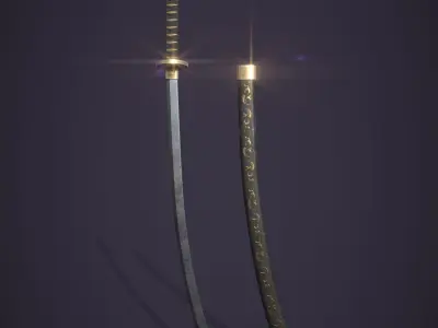 Katana Low-poly 3D model 13