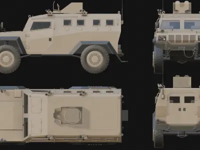 Armored Military Car Low-poly 3D model