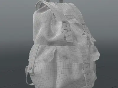 Backpack in tan with straps Low-poly 3D model