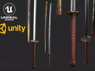 Japan Katana Low-poly 3D model