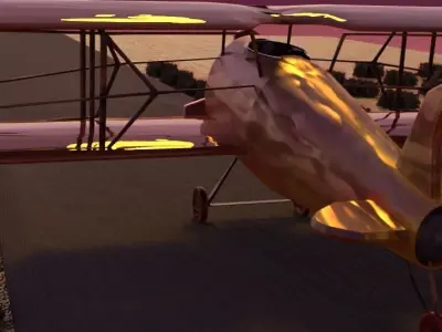 Low poly biplane model Low-poly 3D model