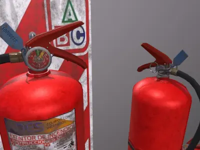 FireExtinguisher three fire extinguishers Low-poly 3D model
