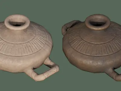 Ancient Lekanis Ceramic Bowl clay pottery Low-poly 3D model