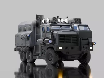 Military Armored Tactical Truck  Low-poly 3D model