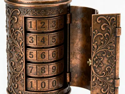 Steampunk Bronze Cryptex Puzzle Box Low-poly 3D model