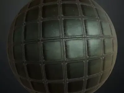 Square Bolted Industrial Metal Panel PBR Seamless Texture