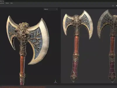 Bronze Double Blade Axe Low Poly 3D Model Low-poly 3D model