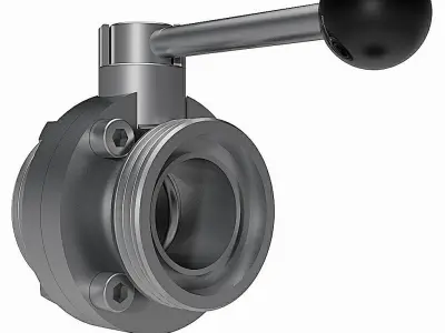 Manual Butterfly Valves - DIN11851 Male Ends -  3D model