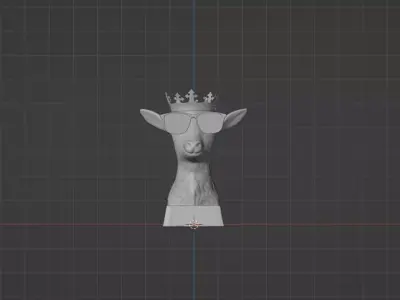 goat with crown  3D print model