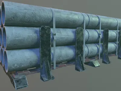 Concrete Pipe Kit Low-poly 3D model