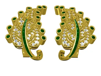 Antique Diamond Leaf Earring 3D print model