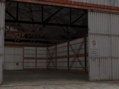 hangar old barn with roof Low-poly 3D model