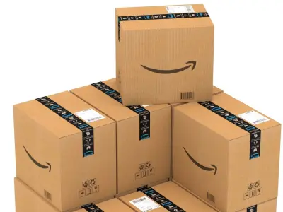 Amazon Cardboard Box with Pallet 3D model