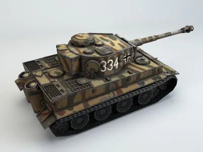 Low Poly Tiger Ausf E heavy tank Low-poly 3D model