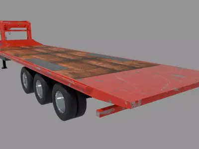 Gooseneck Trailer Low-poly 3D model