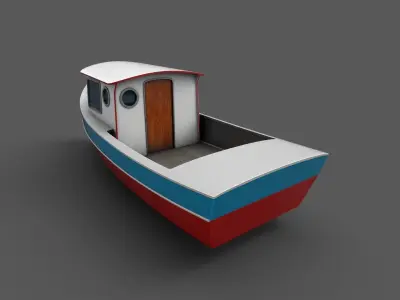 Vintage Cruiser Boat Low-poly 3D model