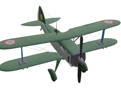 Biplane Fighter Bleriot SPAD S510 Low-poly 3D model