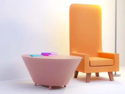 Comfortable Modern Minimalist Chair Blender 3D Interior Scene Free 3D model