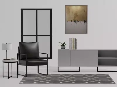 Modern Interior Scene 17 - Game Ready PBR Assets - FBX OBJ USDZ Low-poly 3D model
