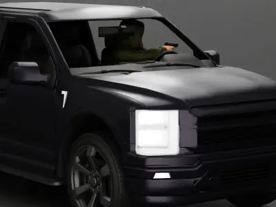 gangster in hoodie driving a car and holding gun 3D print model